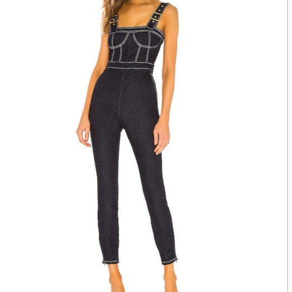 WeWoreWhat Denim Bustier Overalls Jumpsuit - Picture 1 of 8